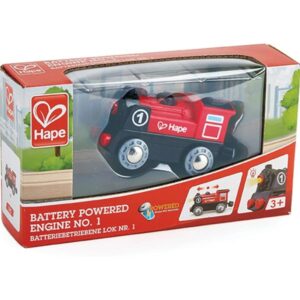 Hape Wooden Railway Battery Powered Engine No. 1 Kid's Train Set - Image 4