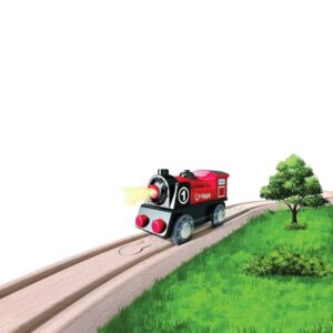 Hape Wooden Railway Battery Powered Engine No. 1 Kid's Train Set - Image 6